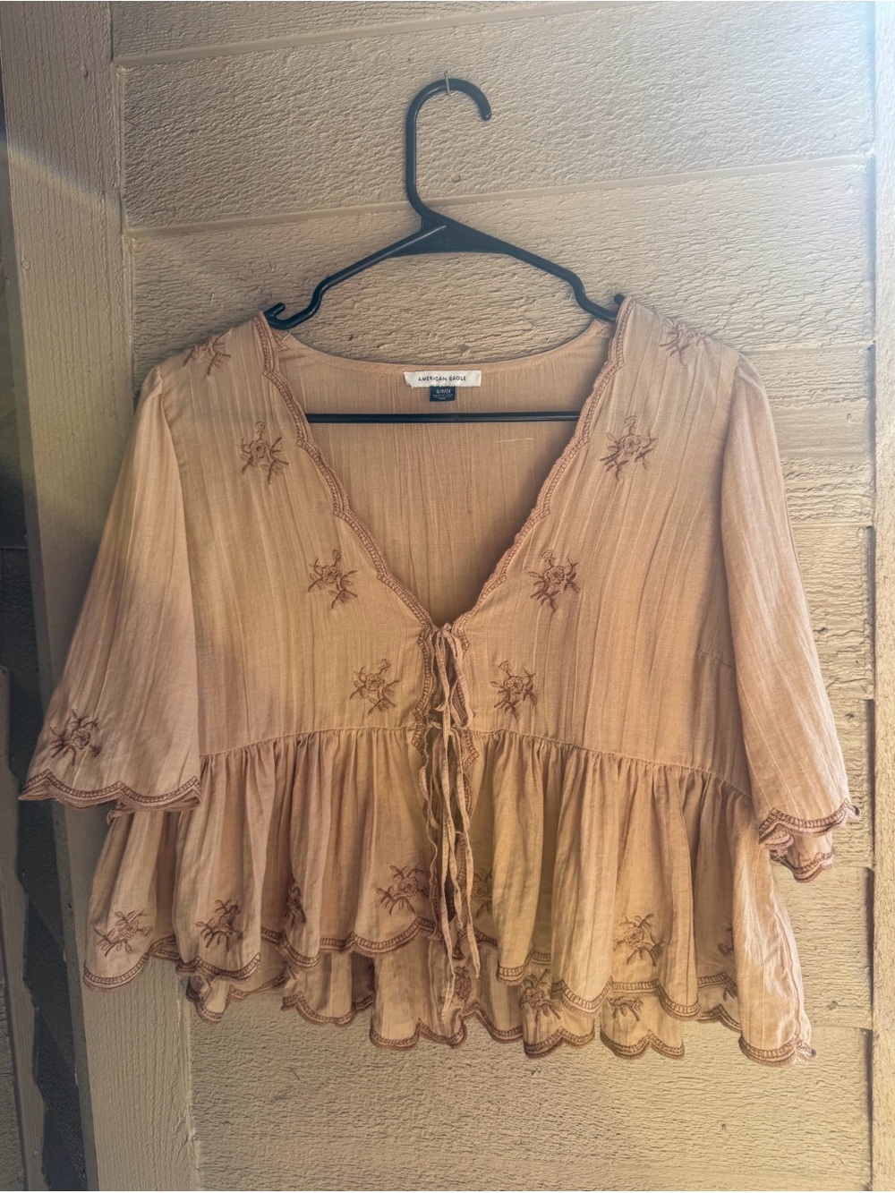 American Eagle Outfitters - Embroidered
Tie Front Top